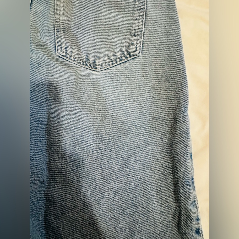 ZARA Women’s High Rise Straight Leg Jeans Light Wash Frayed Hem US 2 PreOwned - Picture 7 of 10